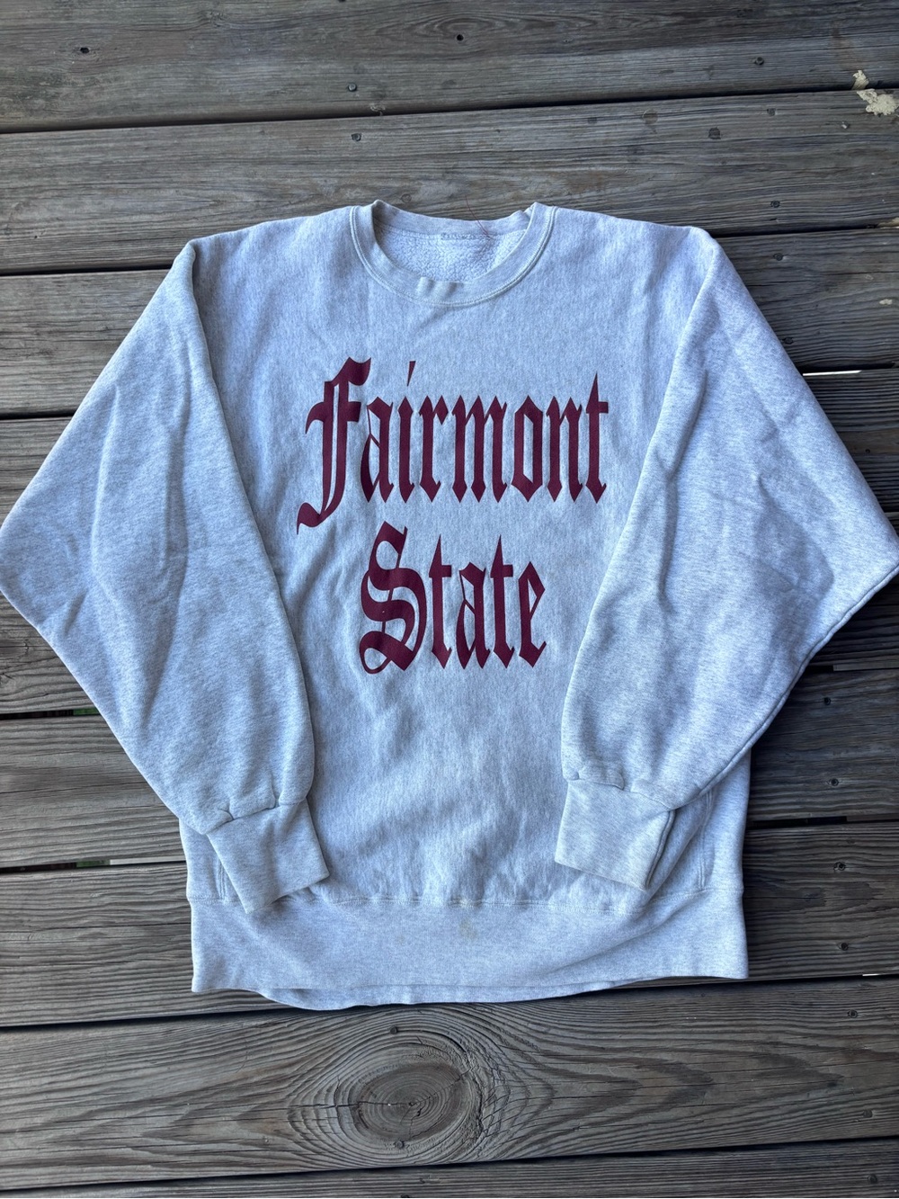 Vintage Fairmont State University MD Gray Sweatshirt with Burgundy Logo